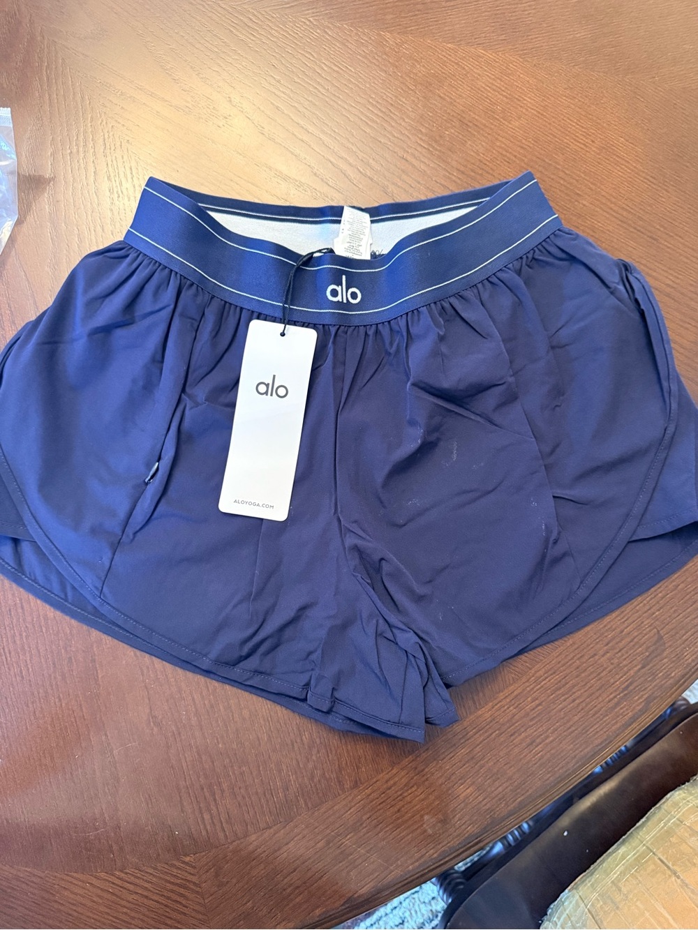 ALO Yoga Navy Athletic Shorts with Branded Waistband